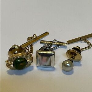 2-Gold and 1-Sterling Silver Tie Tac Set